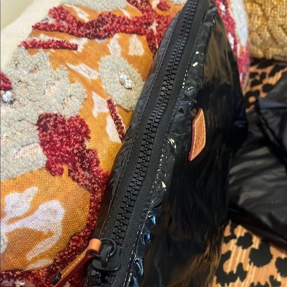 MZ WALLACE Shiny Black Pouch with Brown Accent three included - Picture 8 of 10